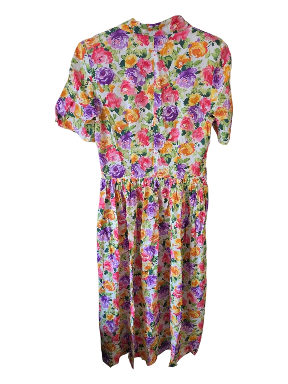 CYNTHIA ROWLEY | Spring Floral Button Front Collared Dress Pearl Buttons | 12‎ - Picture 3 of 7